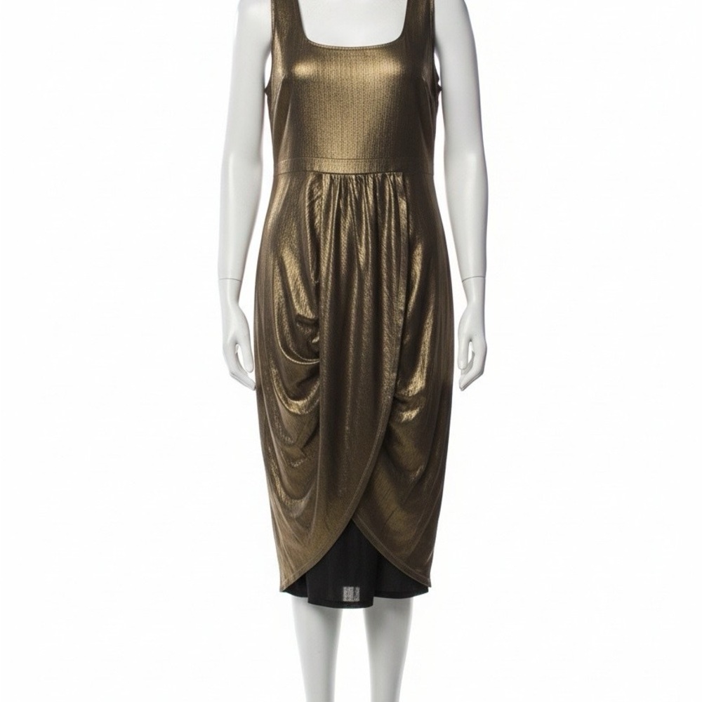 Nina Parker Shimmering Gold Midi Dress